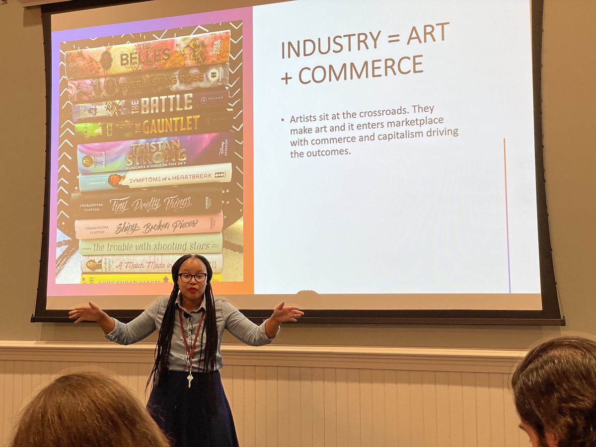 MfaAlma's tweet photo. MFA Faculty mentor Dhonielle Clayton @brownbookworm blew the roof off the opera house ballroom with her insightful lecture on "The Alchemy of Story--Balancing Entertainment and Truth in Commercial Fiction." #almamfasummer2021 #wordswithpower https://t.co/wN651B6qCR
