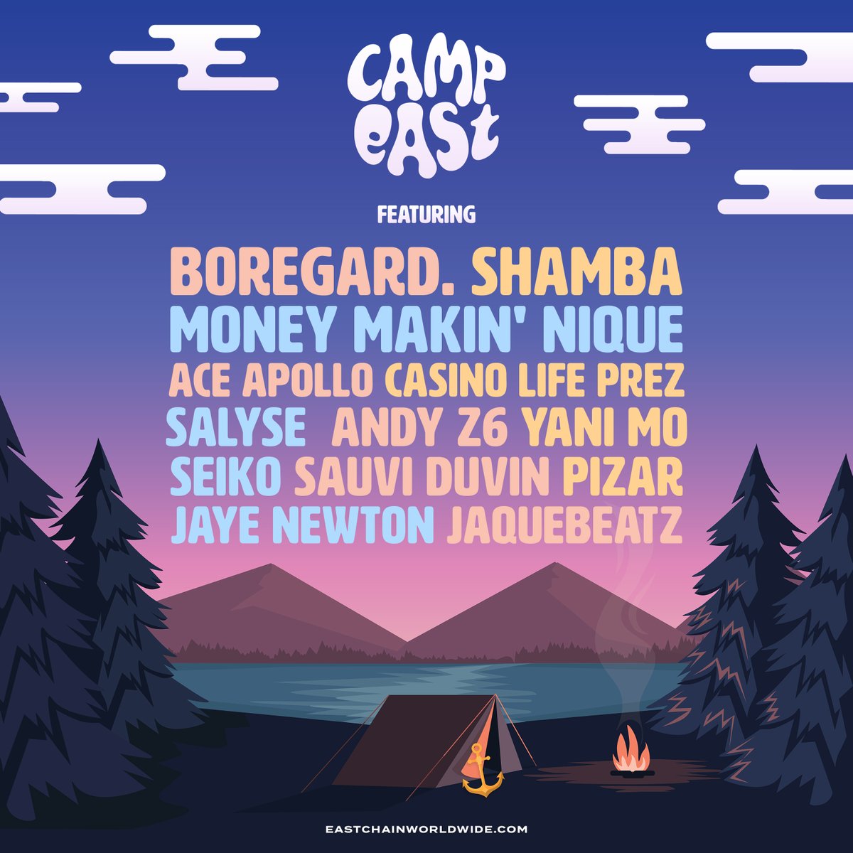 east_chain's tweet photo. We invited some of our friends to camp to bring the vibes! Camp opens on Wednesday! 🏕⚓️
#CAMPEAST #EASTCHAIN
🎨: @Cirewrld https://t.co/H3SR9h88fo