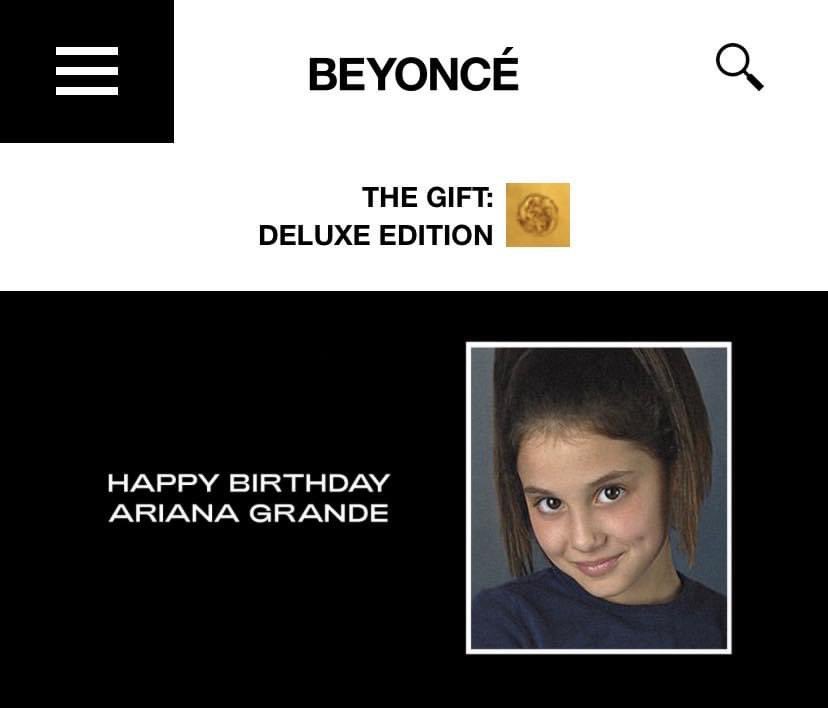 Na stronie Beyoncé pojawi si baner \Happy Birthday Ariana Grande\   