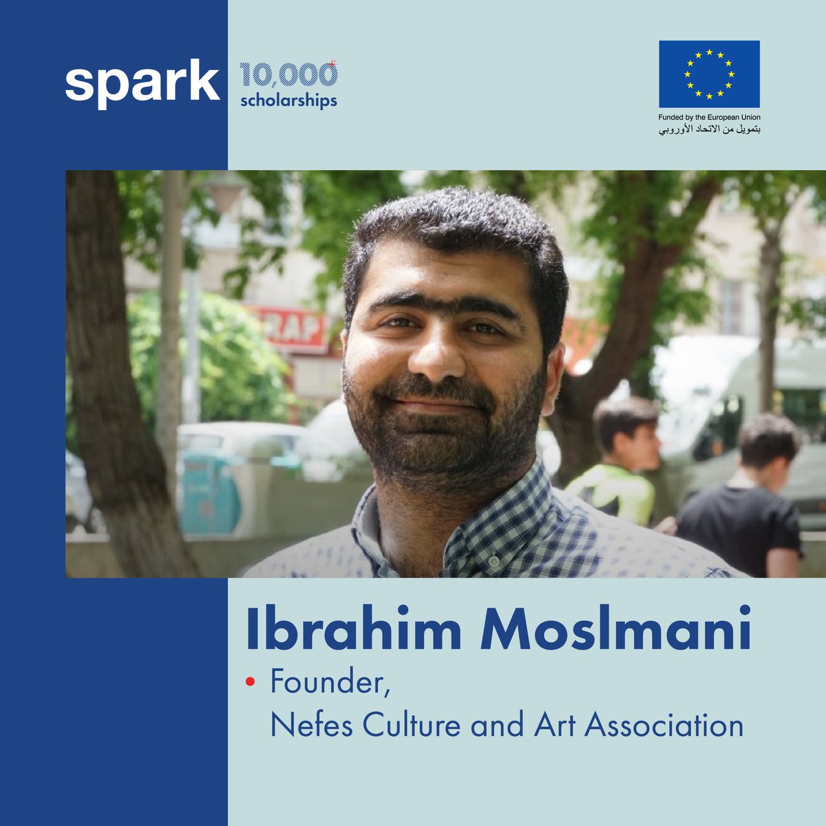 SPARKorg's tweet image. 🎭 Ibrahim always had a passion for the arts. In 2016, he enrolled at the @gaziantepuniv with a scholarship from SPARK and @EUDelegationTur, graduating with a first-class honours degree in Cinema and Television...

#10000scholarships
#SPARKAlumni