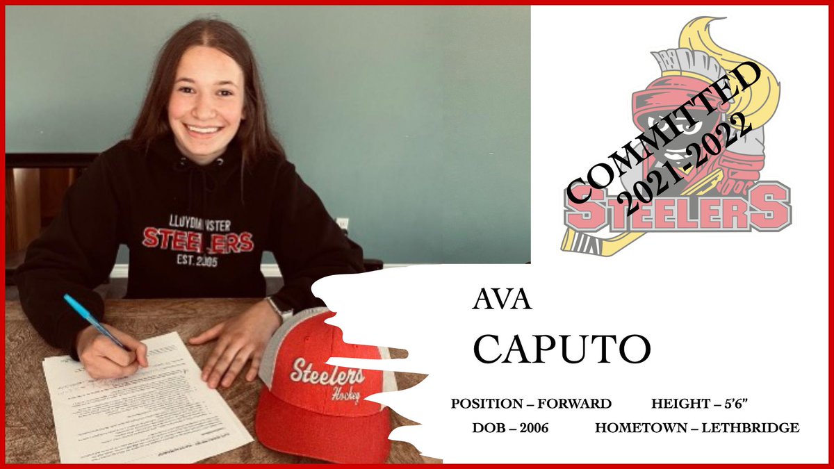 The U18AAA PWM Steelers are proud to announce the second signing of the 2021-2022 season, Ava Caputo! Ava comes to us from the U15AA Southern Express in Lethbridge. 
Congratulations Ava and welcome to the Steelers family!