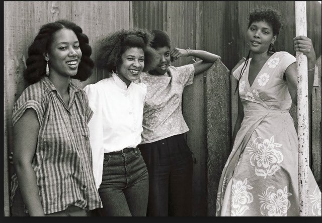 black women filmmakers at UCLA in 1983. founders of the black filmmakers collective (circa 1982) and architects of the l.a. rebellion. 

alile sharon larkin, stormé (bright) sweet, melvonna ballenger, and julie dash.