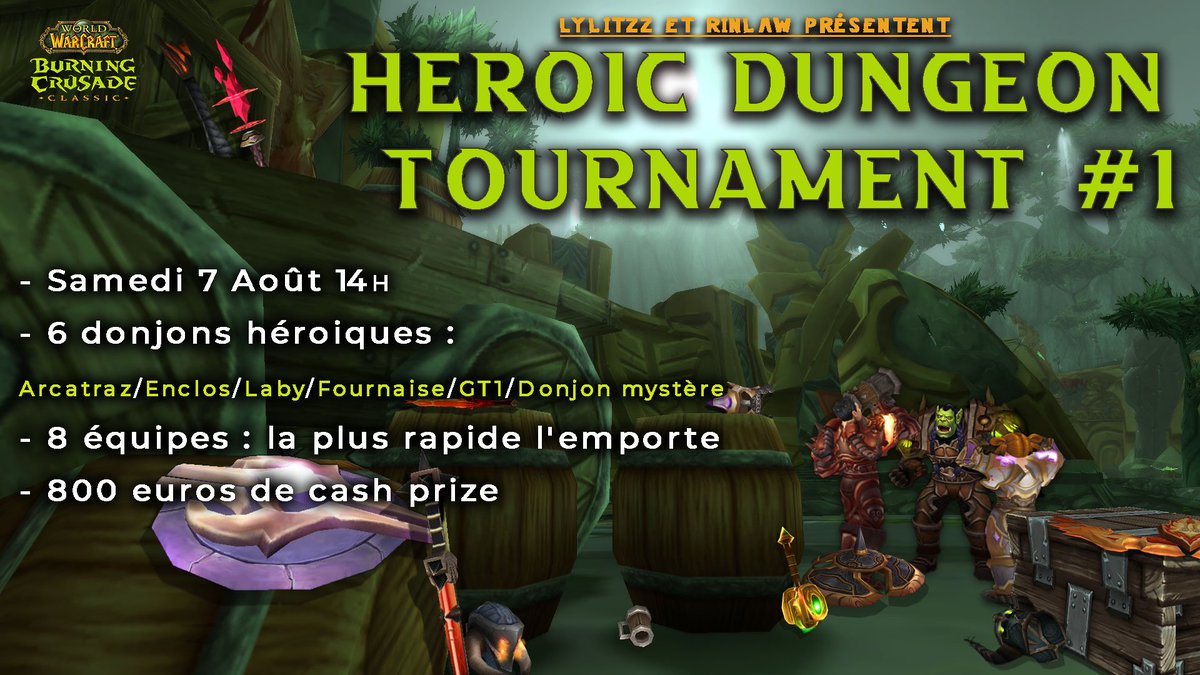 EuSulfuron's tweet photo. Lylitzz &amp; Rinlaw présentent le HEROIC DUNGEON TOURNAMENT#1 ! 

Rdv le 7 aout a 14h sur https://t.co/uSVJSUSdcY

Pour plus d’informations ou inscriptions sur le discord de l’évent: https://t.co/xB2GYJF2qf 

@M_WoW_FR @BlizzardCSEU_FR @WoWEsports @Warcraft @JudgeHype @lylitzz https://t.co/RNasx7iDoH