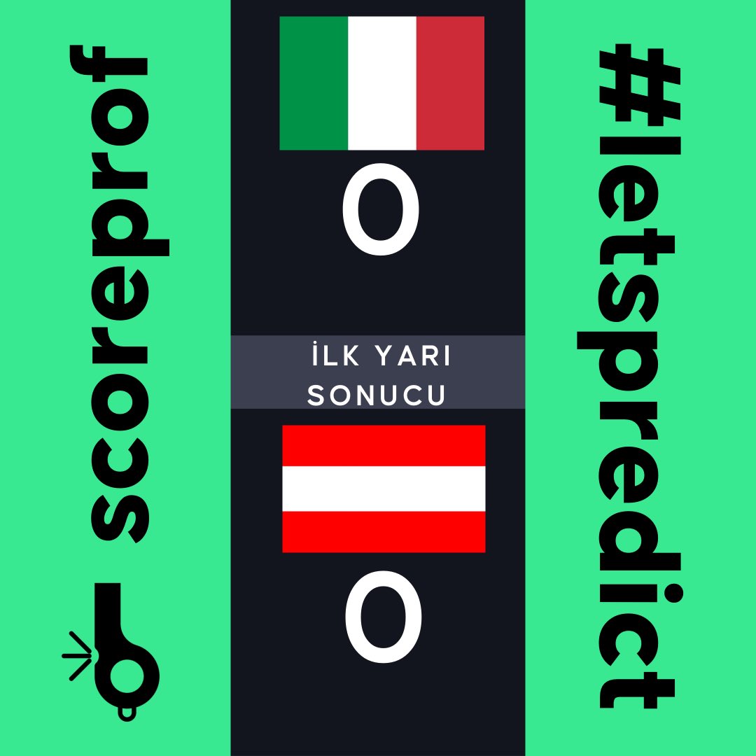 ScoreProf's tweet image. İtalya - Avusturya / İlk Yarı Sonucu #ScoreProf #LetsPredict #Italy #Austria #Euro2020 #ITAAUS
