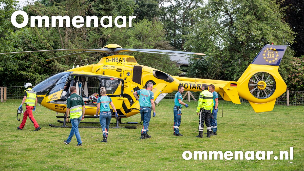 Duitse #traumaheli kan door technisch probleem niet weg uit #DenHam; zwaargewonde na ongeluk alsnog met ambulance naar ziekenhuis...