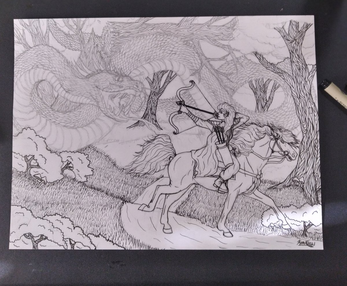 KatelynDobbs2's tweet photo. Started this drawing about a week ago and I'm so excited about it so far. Just wanted to share. #art #katelynmadamsart #artist #drawing #wip #basilisk #elf #fantasyart #micronpens #workinprogress https://t.co/lHSKbrauNb