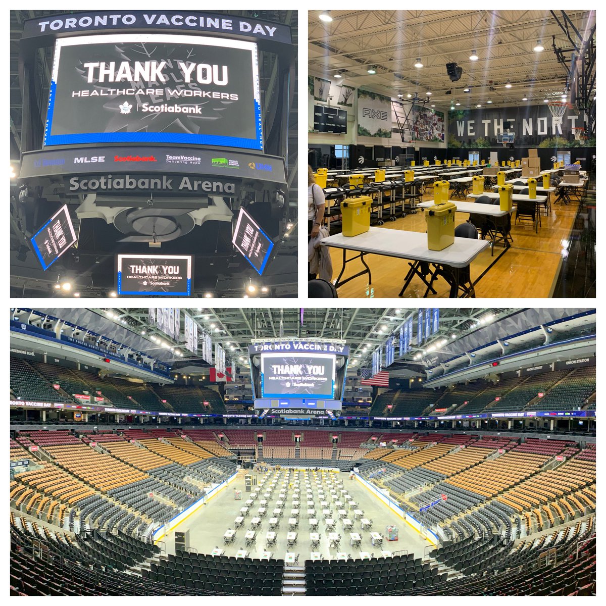 Toronto has converted the Scotiabank Arena, home of the Raptors and Leafs, into North America's largest vaccination clinic.

- 800 volunteers
- 400 vaccinators
- 135 pharmacists
- 30 organizations

Together, they will administer 25,000 doses in a single day.

#OurWinningShot 🇨🇦