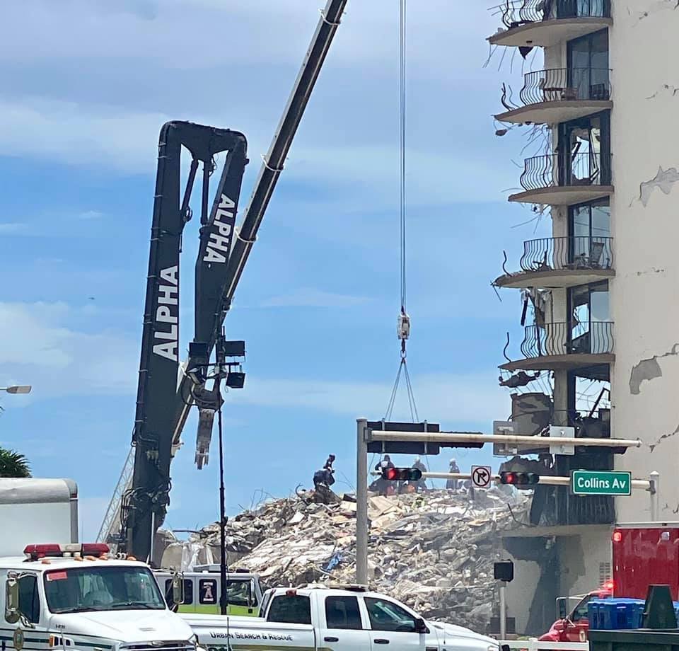 HillsFireRescue's tweet photo. Our #TF3 crews arrived at the Surfside collapse site this AM after early deployment from #HCFR HQ. After briefings, our 1st team immediately went to work to assist &amp; relieve local rescue/recovery crews as many have been working 48 hours continuously. Please pray for survivors. https://t.co/7UB6fteqIy