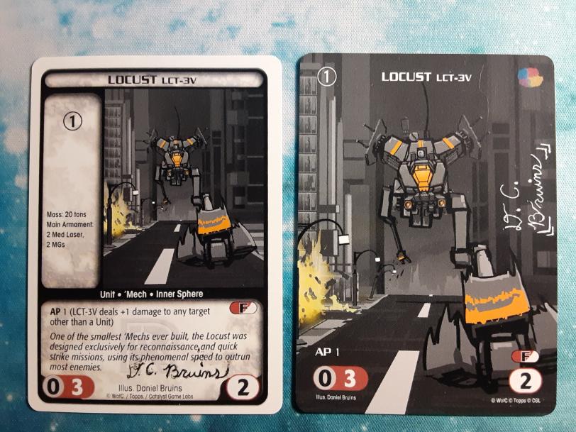 Mystech1's tweet photo. Been super busy lately, but got these in the mail a couple weeks ago and finally have time to share! Awesome Battletech CCG custom cards from @renegadehpg with amazing art by D.C. Bruins, who was kind enough to sign these for me. Support Sirdubdub  https://t.co/cg9p6G3vhB https://t.co/87Cod4TTCw
