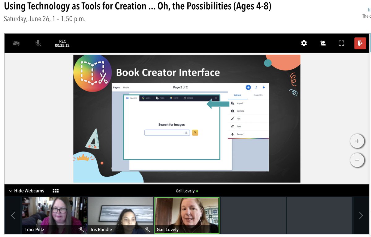 Glad I was able to take in this session 'Using Technology as Tools for Creation...Oh, the Possibilities' - great use of app-smashing and tools for getting the littles creating! Going to have get back into @BookCreatorApp!  #ISTELittleLearners