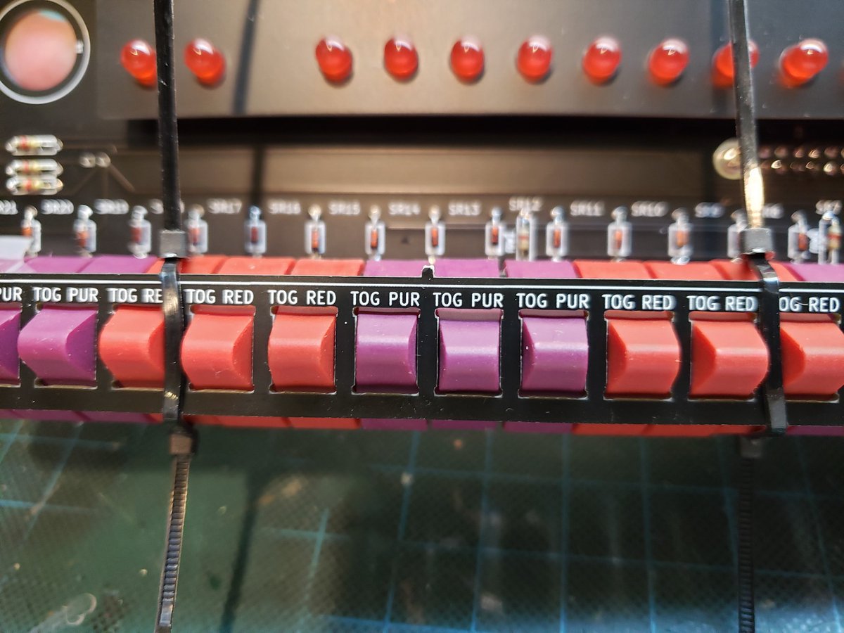 mark_lawler's tweet image. 26 switches to install.  Some off/on and others momentary on. Trying not to solder any upside down (I almost totally screwed up 21 of them!).  Good news is Oscar provides handy spacing guides that also tells you the type, color, and direction. #PiDP11 #pdp11 #RetroComputing