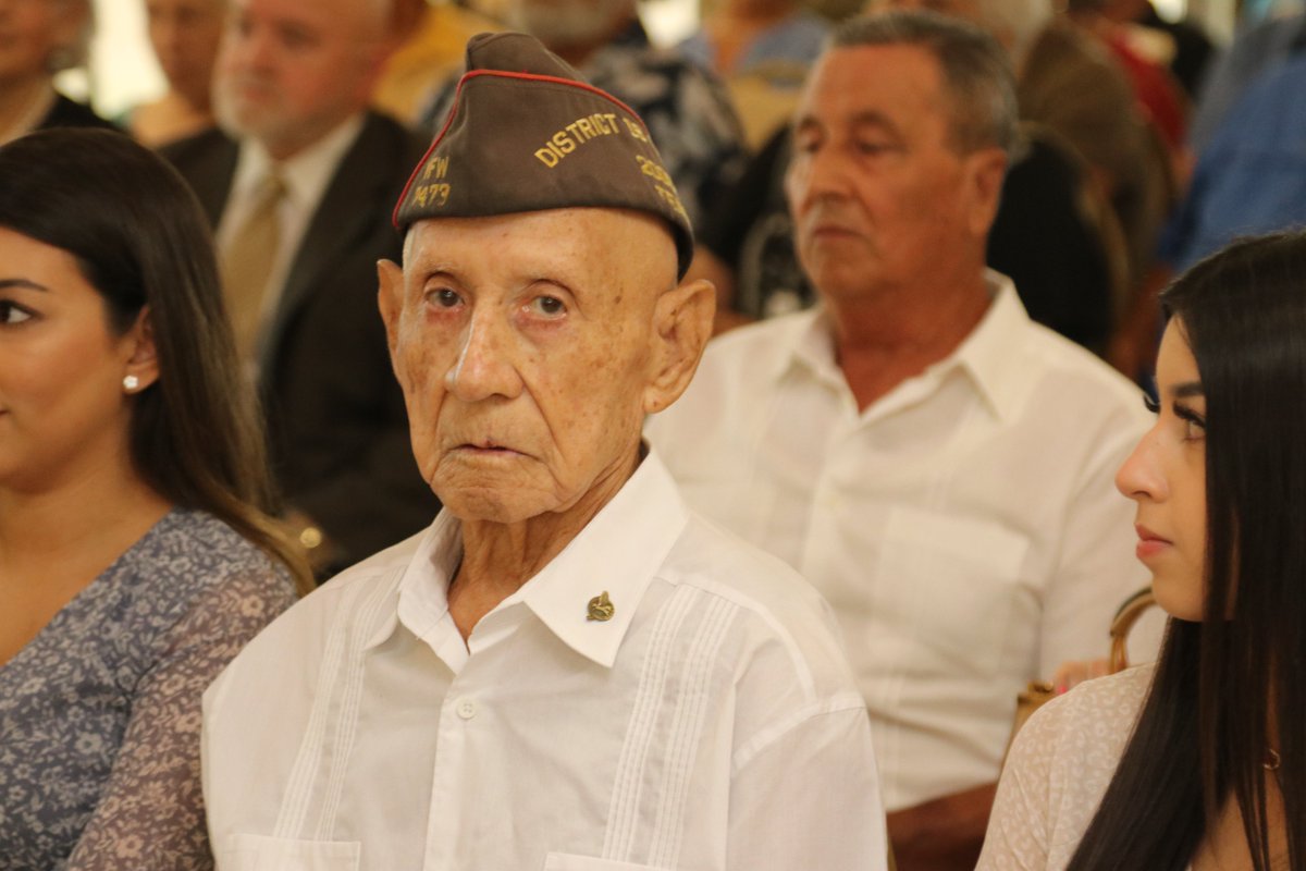 CityOfMissionTX's tweet photo. World War II Veteran George Gamboa who never received his military medals, was finally honored during a Pinning Ceremony today at the @MissionCOC, 75 years after the war ended!
Thank you Hidalgo County Veterans Service Office for hosting the Ceremony. https://t.co/RkXPG5FekQ