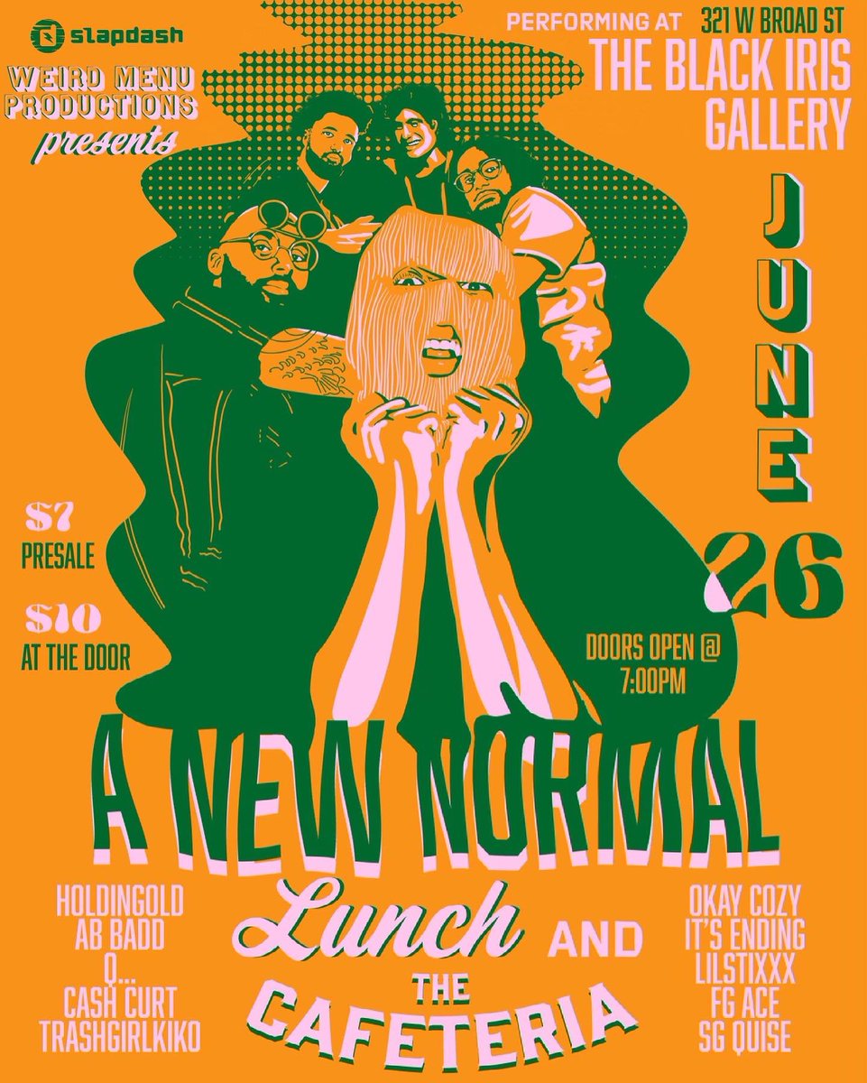 TONIGHT!!⚡️⚡️⚡️⚡️⚡️

#ANewNormal 

Performances By:
@WeirdMenu 
<a href="/okaycozy/">okay</a> 
<a href="/holdingold_/">holdingold</a> 
<a href="/trashgirlkiko/">trashgirlkiko</a> 
<a href="/fgace1/">Big Flvme ☄️☄️</a> 
@SGQuise 
<a href="/AB_BADD/">BADDWORLD</a> 
<a href="/quoyaaah/">••• shequoyah •••</a> 
<a href="/lilgapshawty/">The Female of the Species 🪮</a> 

Doors @ 7pm

Black Iris Social Club
321 W. Broad St. 
#RVA

18+ 
$7 Adv / $10 Door
Tickets: eventbrite.com/e/a-new-normal…