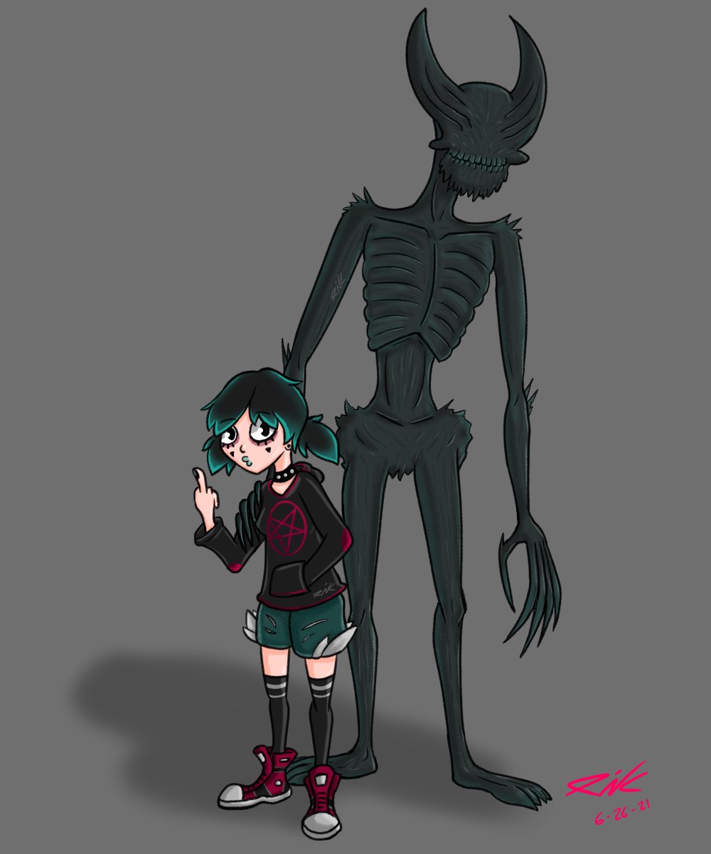 Pinkblood_art's tweet photo. I'm starting to see why people enjoy making OC's so much- Here's a new one: Abby and their "little" demon friend :3
#OC #originalcharacter #art #creepy #Demon #goth https://t.co/HtfFki6Y9U