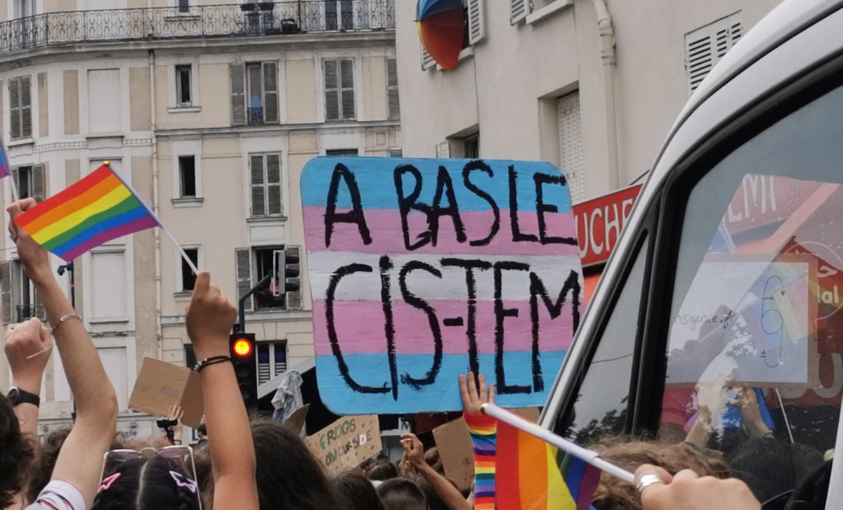 Fransgenre's tweet image. Nous espérons que vous avez passé une bonne pride, nous déplorons tout de même la présence de quelques TERFs dans la tête de cortège. 
Merci à celleux ayant rejoint notre cortège, on se retrouve à l&apos;#ExisTransInter !
