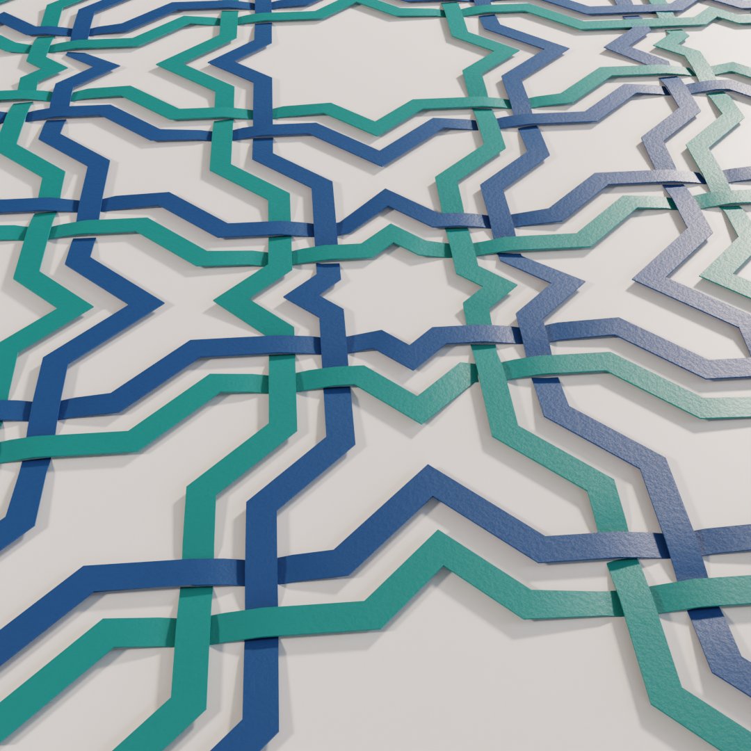 Alc_ve's tweet photo. Dual interlacing and papercut style for this pattern from Bou Inania merdersa, Fez. Inspired by @ thegeometrista on Instagram. 

#cutouts #geometricart #geometry #islamicart #islamicgeometricart #3drender #b3d https://t.co/otPvN3Mz2x