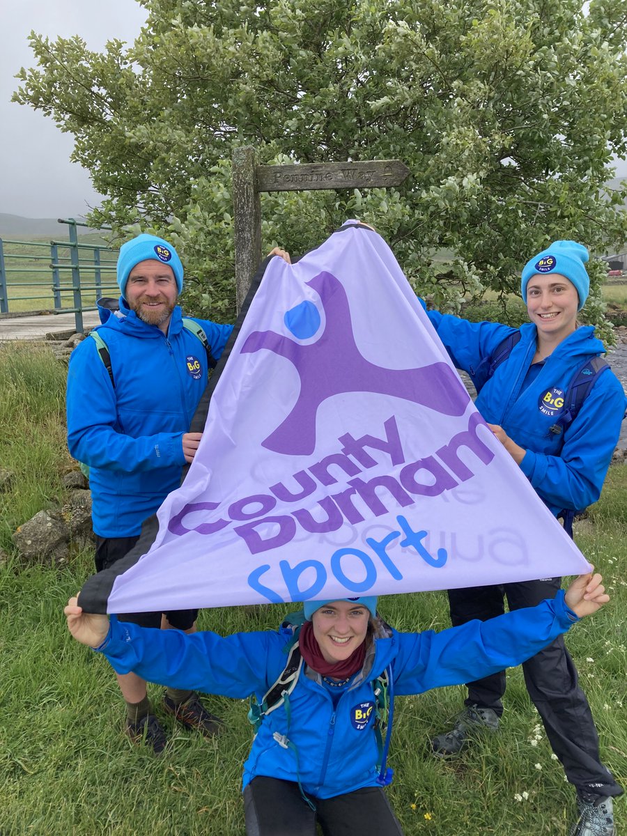TheBigSmileUK's tweet photo. We finished Week 1 with our Langdon Beck walk in Upper Teesdale, this morning, inc. lunch at Cauldron Snout - the country’s longest waterfall.
Wet and windy first thing - too much so for flags unfortunately, but the team still managed a “Thank You” to Stage sponsors @cdsport! https://t.co/g9Y6a31XDs