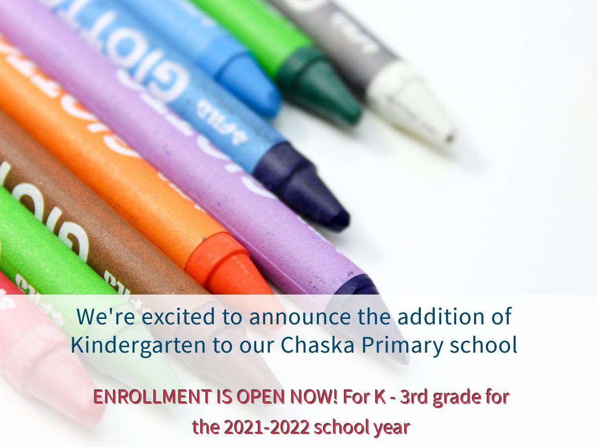 BrkwyAcademy's tweet photo. We’re pleased to announce that Breakaway Academy is adding Kindergarten to our Chaska Primary school beginning this fall. Register now for Grades K-3 for the 2021-2022 school year: https://t.co/moUt30n0Sv https://t.co/FYkq7bF1fz
