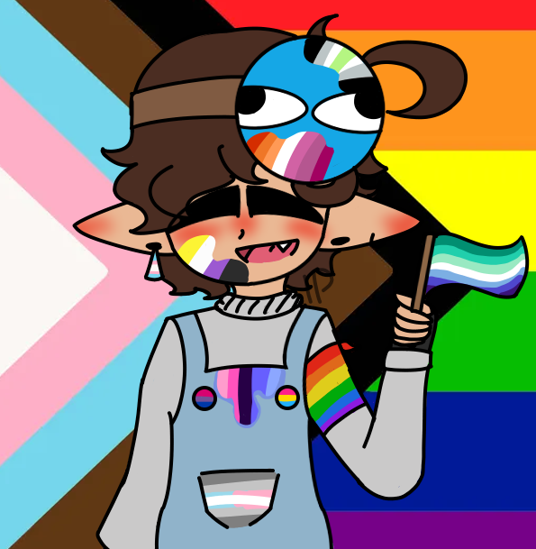 Liminalcoll's tweet photo. WISP MY BELOVED!!!!!! <3 WINNERS POV!!!!!! I TRIED TO PUT AS MUCH FLAGS AS I CAN I CAN DRAW ANOTHER MEMBER WITH OTHER FLAGS TOO TOMORROW :] [ #wispfanart #pridemcc ] https://t.co/7e76b6oOu4