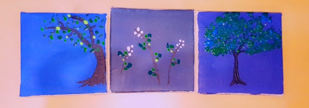 Wee mini painting session tonight... first attempts at flora! Happy with them so far!!!!! #art #arttherapy #MentalHealthMatters #painting #paint #flora #nature #trees #flowers #badartist #minicanvasart #SaturdayVibes