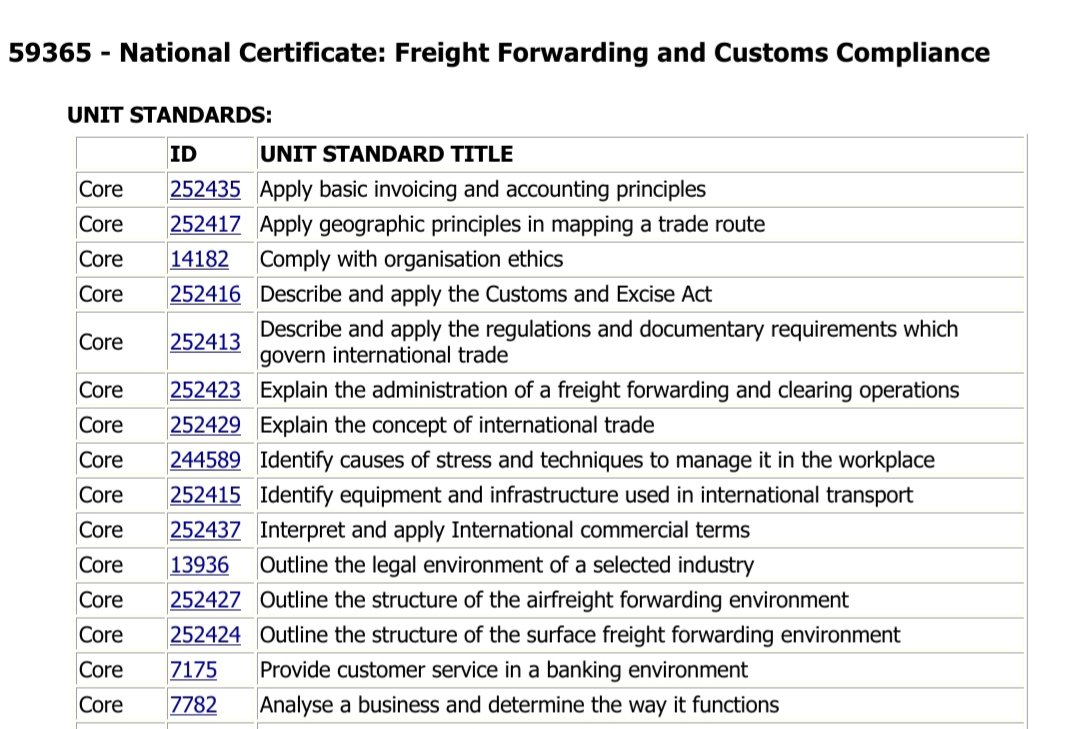 DestinyGlobalTr's tweet photo. These are the unit standards (subjects) that we are accredited to provide. We will roll these out virtually as of July until the covid numbers are managed. Inbox us for any queries. @the_dti @TheGGDA @GautengDED @DWYPD_ZA @deptsmallbus @Seda_dsbd @DALRRDgov_ZA @StandardBankZA https://t.co/MDDhaITmZJ