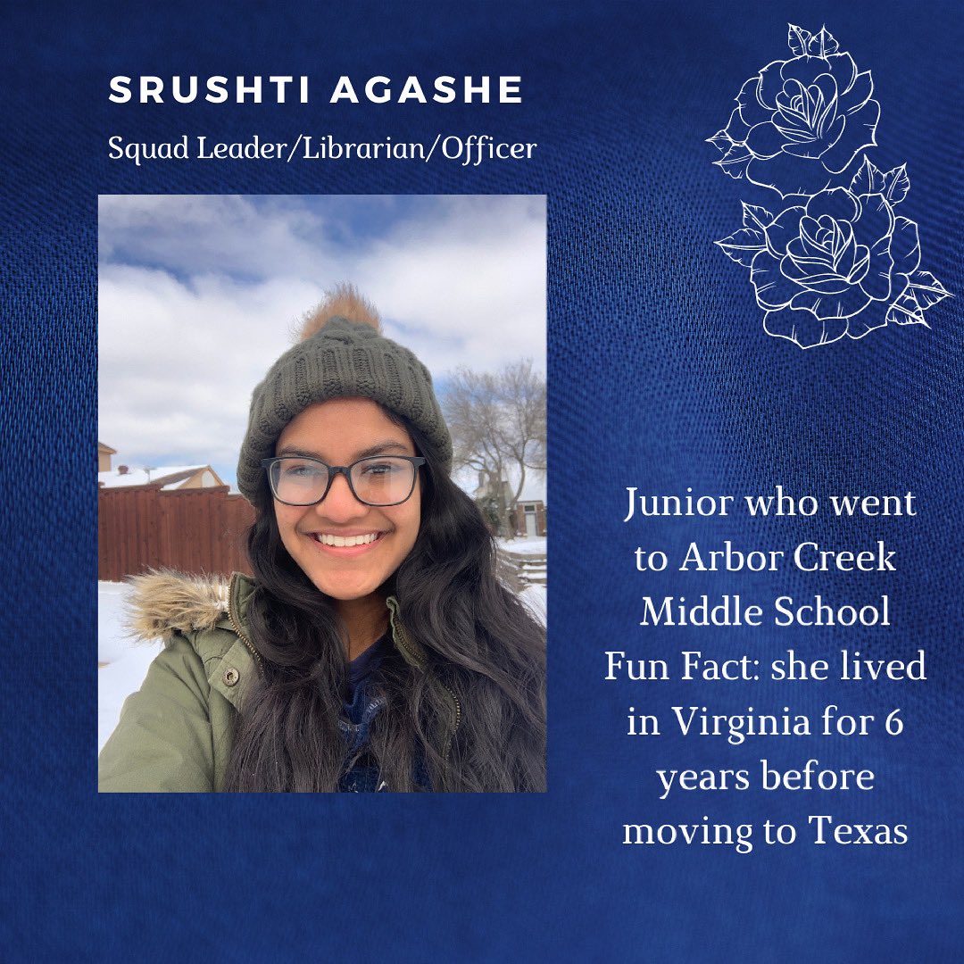 datmelloline's tweet image. Next up and the last of this year’s squad leaders, meet Srushti!