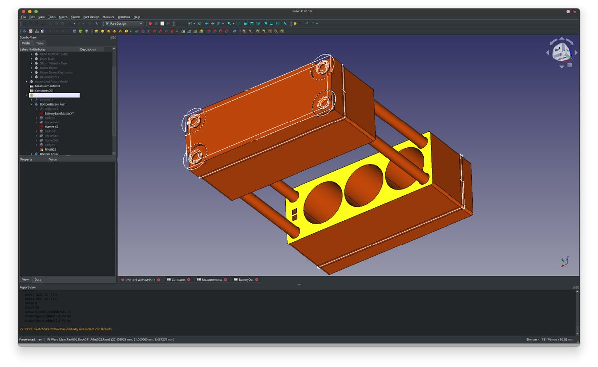 OtterRobotics's tweet photo. Just been designing a battery pack as part of our full robot FreeCAD model and have been exploiting the potential of master sketches. ✏️ https://t.co/UX3iIxYAKg