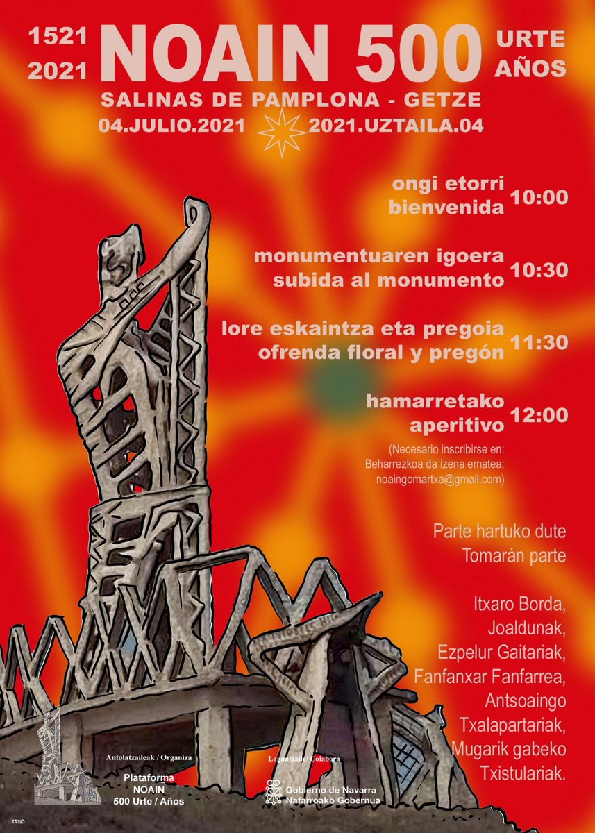 500Urte's tweet photo. #uztailaren4a
#4julio
#BatalladeNoain
#NoaingoBataila
@500Urte
#Getze
#SalinasdePamplona
#Navarra
#nafarroaberrizaltxa
noaingomartxa@gmail.com
@cultura_na https://t.co/LpfBL9613a