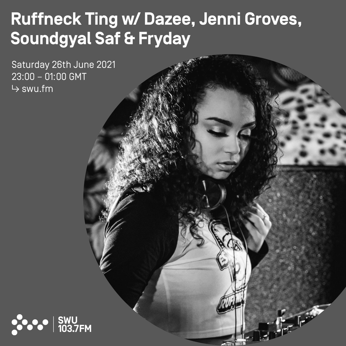 Live now! Ruffneck Ting w/ Dazee, Jenni Groves, Soundgyal Saf &amp; Fryday

Listen on swu.fm/player/ iOS apps 

OR 103.7FM (Bristol &amp; surrounding areas) 

Text line: 07895619666

swu.fm