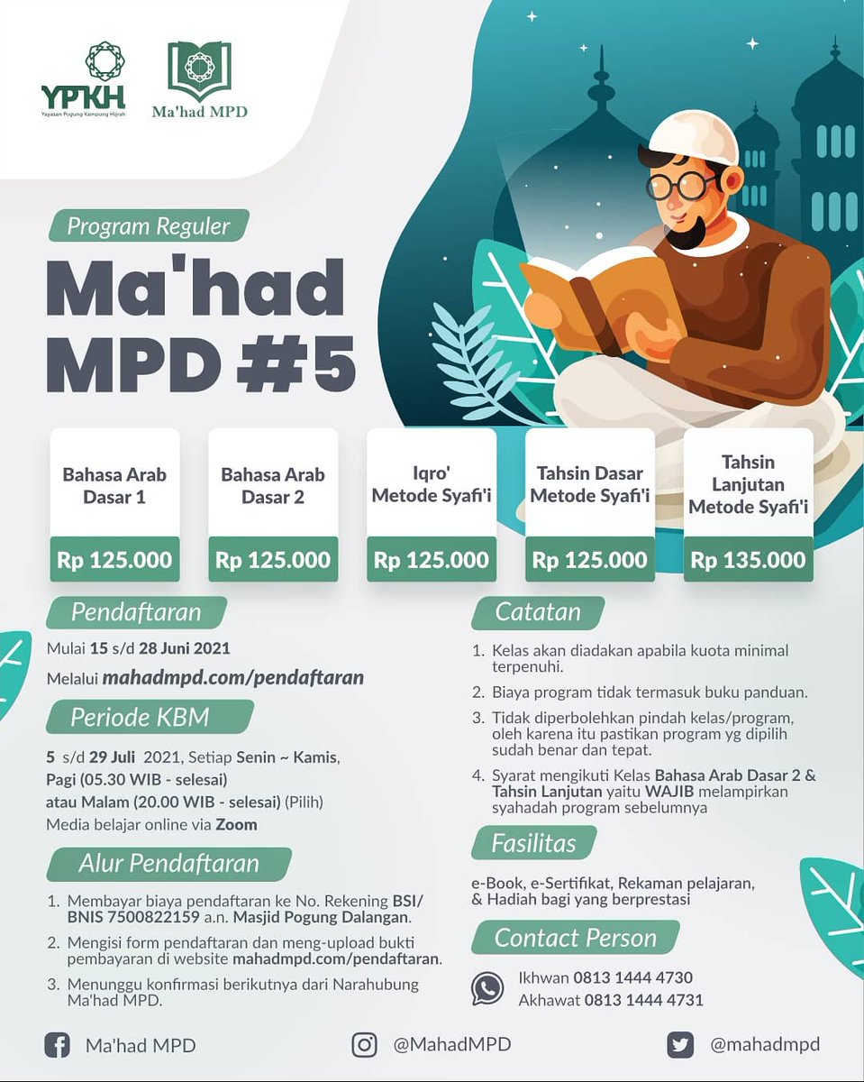 MahadMPD's tweet photo. Buruan daftar.. ^^

Udah H-1 Penutupan Pendaftaran nihh.. Jangan sampai ketinggalan

Yuk belajar bersama di Ma'had MPD, 

Barakallahu fiikum
*alur pendaftaran ada di poster https://t.co/JVbX2fbUvO