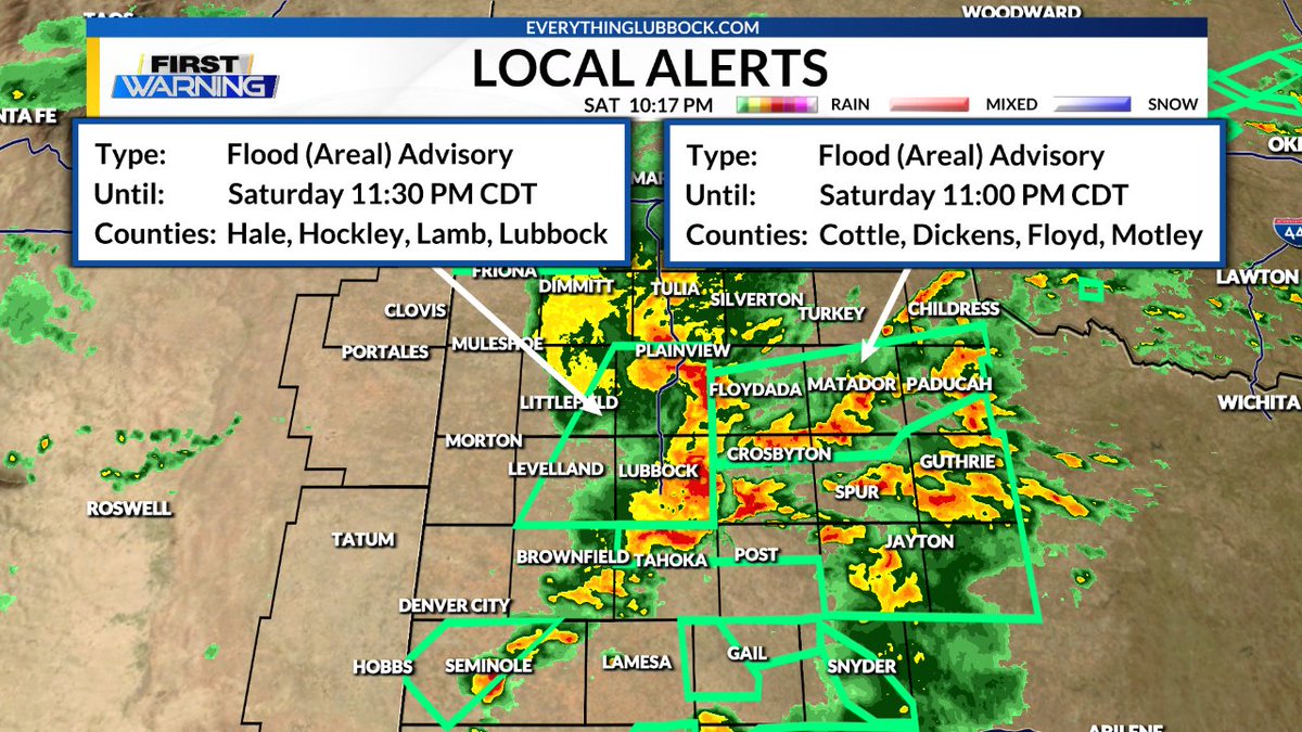 HeidiKayeWx's tweet photo. A new flood alert has been issued for the highlighted areas. Avoid any flooded roadways you may come across. Be safe and only travel if you absolutely have to. Stay tuned to KLBK for the latest weather information. 
#KLBK #txwx https://t.co/7RYIqtcjHu
