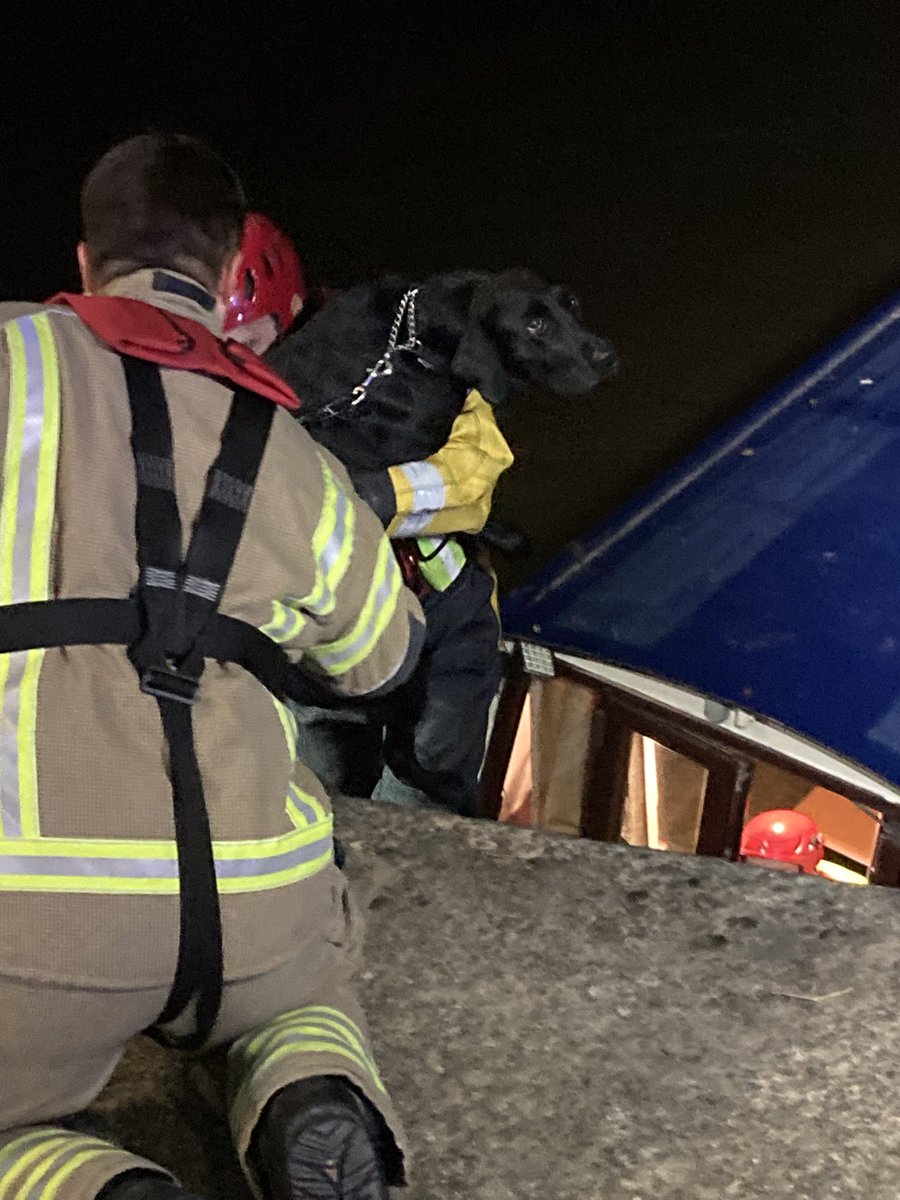 RichLockyer's tweet photo. Well done to the Gloucester and Tewkesbury fire crews for a brilliant job in assisting the rescue of 3 adult males and 4 canine friends from a precariously positioned narrow boat on the River Severn in Gloucester tonight. Total professionalism throughout! https://t.co/M6T2FhPEhp