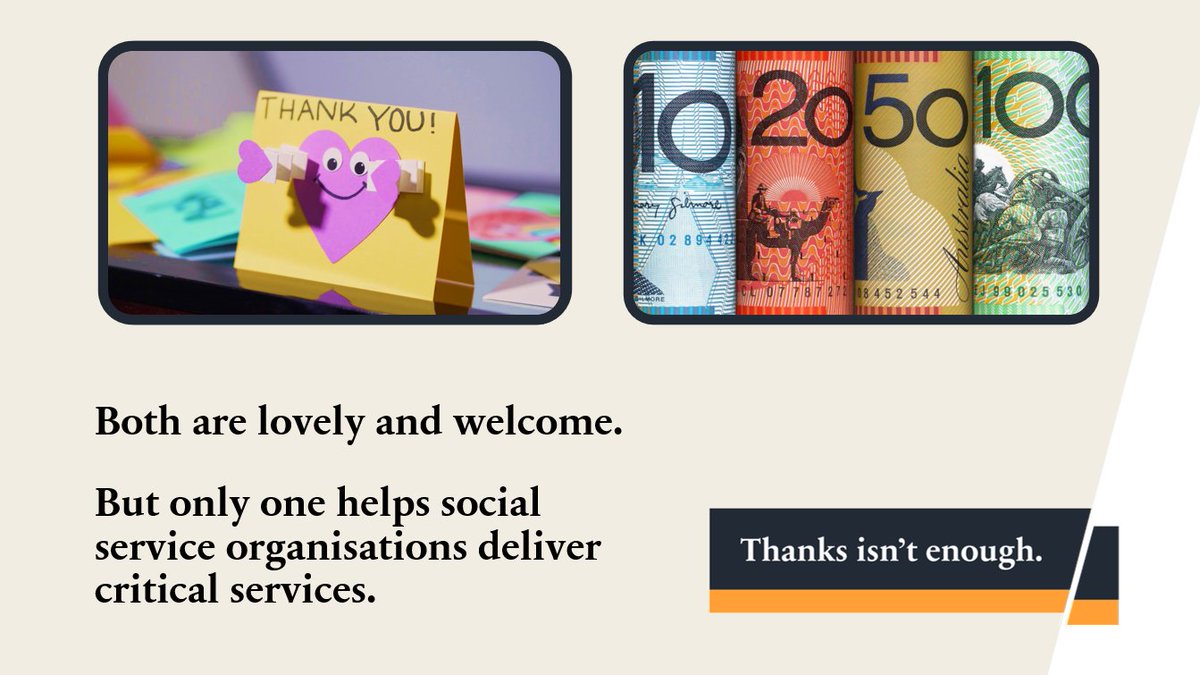 VCOSS's tweet image. Government's fund what they truly value.

Right now, the Victorian Government is preparing to quietly slash funding to the state's frontline charities and social service organisations.

You thank us for our work. Often. 

Please fund us properly for it, too.

#SpringSt