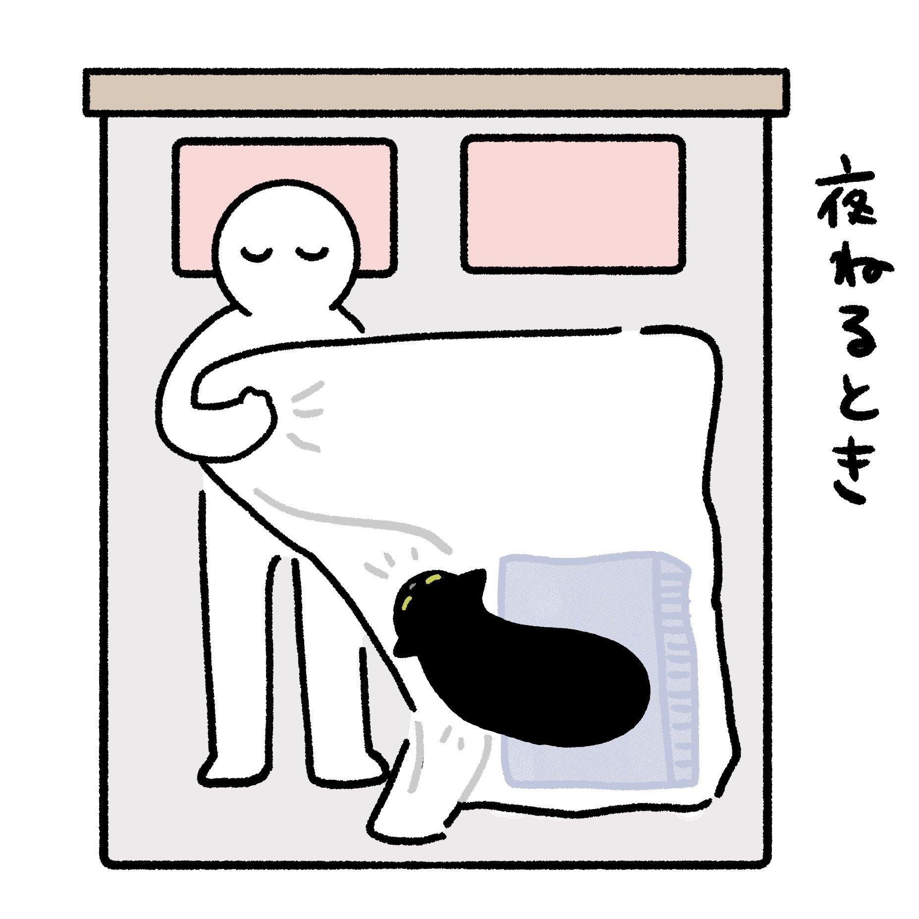 Akr 寝るときはベッドの上にいたはずなのに 朝起きたら顔 の横からフワフワの黒い足が生えてるし 身体の半分はフワフワの温かいものにくっつかれて暑いのにもう半分は寒いし ベッドから落ちそうなくらい端に追いやられてるしで笑っちゃった 犬神家じゃない