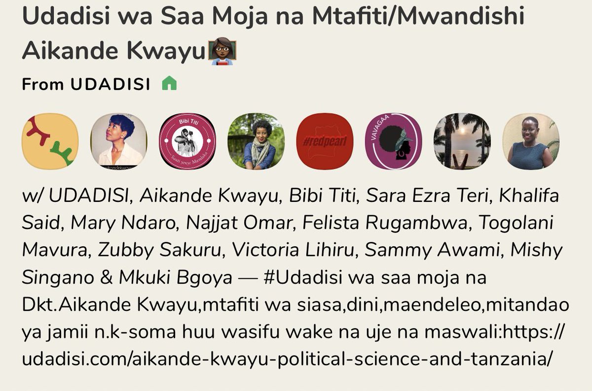 Udadisi's tweet photo. Kesho #Jumapili Saa Kumi (4PM) Alasiri/Jioni. https://t.co/gAZsIedBf3