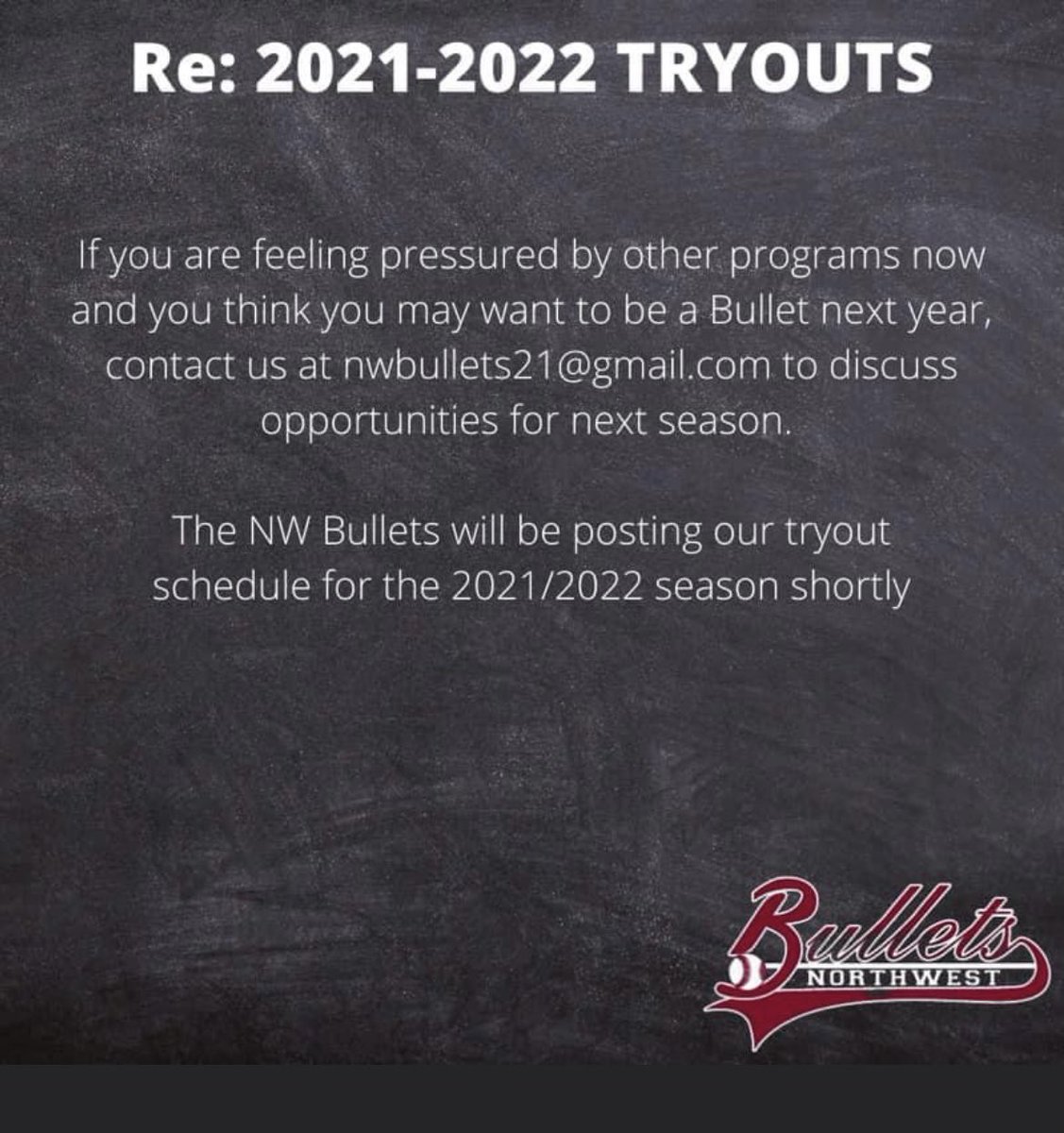 NWBulletsSB's tweet image. Public Softball Announcement: Regarding the 2021-2022 tryout season. See below for more info @NWBullets18gold @MuirDennis @campos0478 #GoBullets #nwbullets #PGF #TCS #premiersoftball #tryoutsarecoming