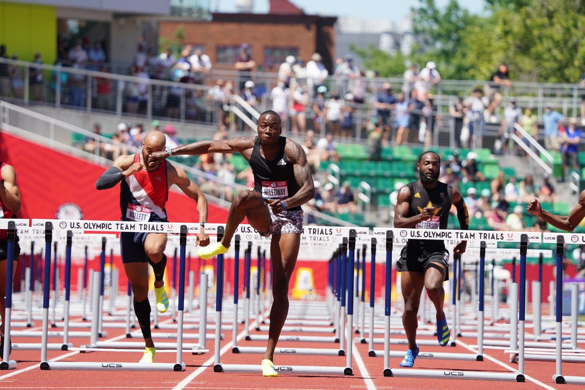 usatf's tweet photo. MEET RECORD! And .01 shy of the world record!

@Flaamingoo_ runs 12.81 in his 110m hurdles semi heat to secure a place in tonight's final. #TrackFieldTrials21 https://t.co/K1acl485By