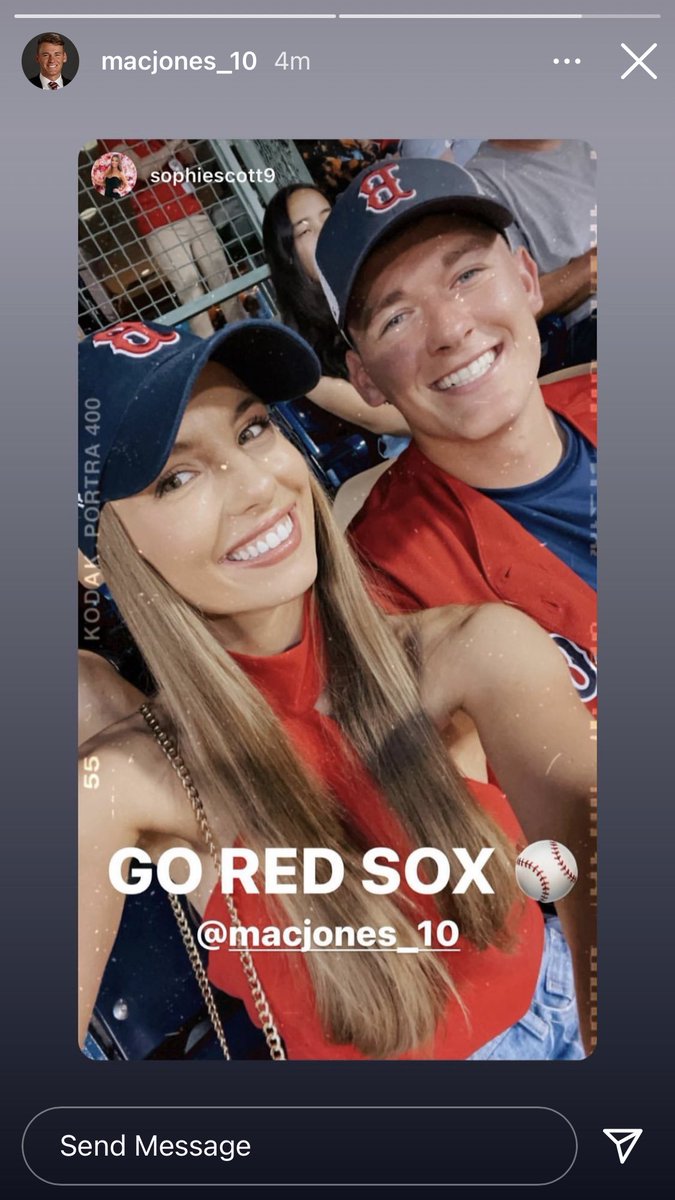BabzOnTheMic's tweet photo. Mac Jones at the Sox/Yankees game. Decked out in Sox gear. THIS is what I like to see. Rep the city @MacJones_10!!! https://t.co/6nwW51L9VM