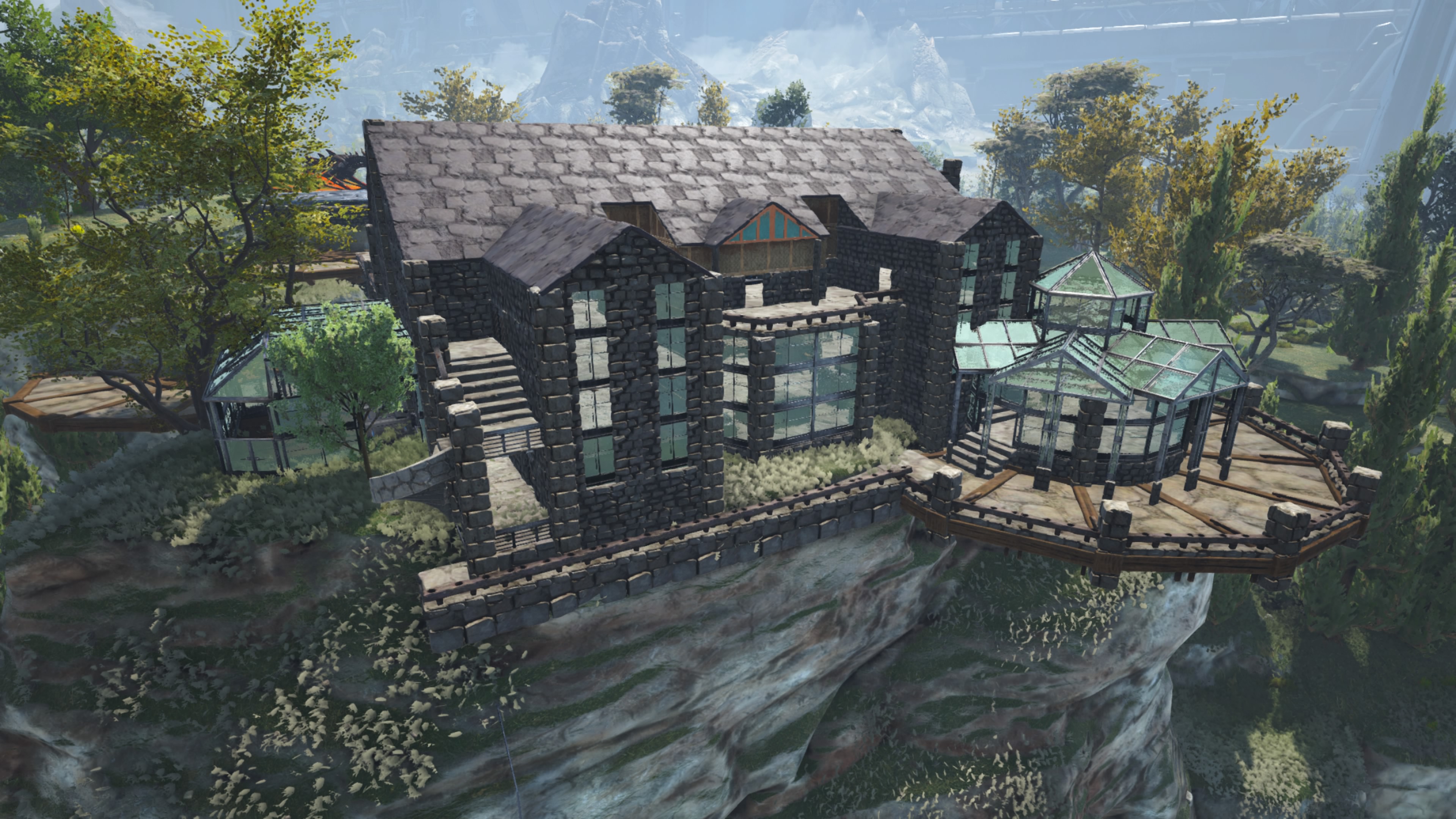 Asshu Game On Twitter Arkローカルのジェネシス2にて洋館をイメージして建築 今回 円形建築沿いに螺旋階段風な入口に初挑戦 なかなか良い感じに仕上がりました あとは建物周りもうちょっと建築かな ある程度完成したら色塗り Arksurvivalevolved 建築