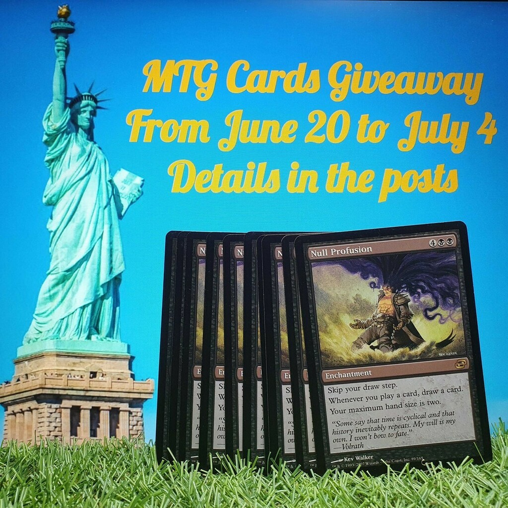 Card of the Day - Null Profusion (Giveaway)
[MTG Cards Giveaway from June 20 to July 4, 2021]

Null Profusion 4BB
Enchantment
Skip your draw step.
Whenever you play a card, draw a card.
Your maximum hand size is two.
__________________________
Giveaway d… https://t.co/NxN2TODxaA https://t.co/GtLiqrEafX
