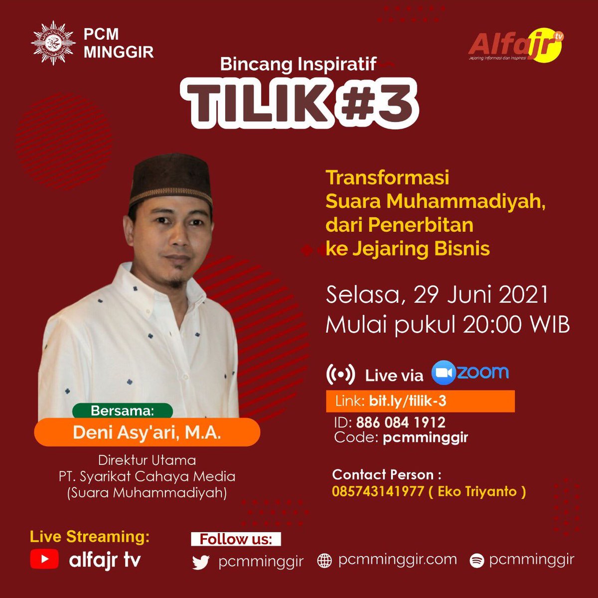 Bincang  bareng <a href="/pcmminggir/">PCM Inspiratif</a> besok Selasa