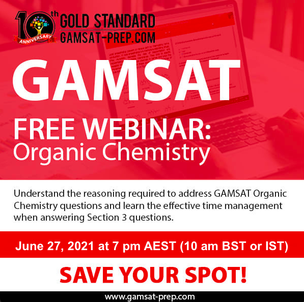 gamsatprep's tweet photo. FREE GAMSAT Organic Chemistry webinar later at 7pm AEST/ 10am BST/IST. 
Sign up here: https://t.co/8agSWKtGFa
#GAMSAT #GAMSATfreewebinar #GAMSATprep https://t.co/rmgc4ruZb6