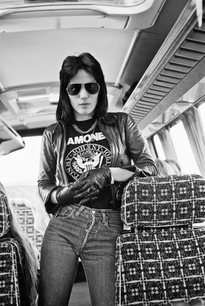 Joan Jett on tour with The Runaways, 1977.  Photo by Steve Emberton.