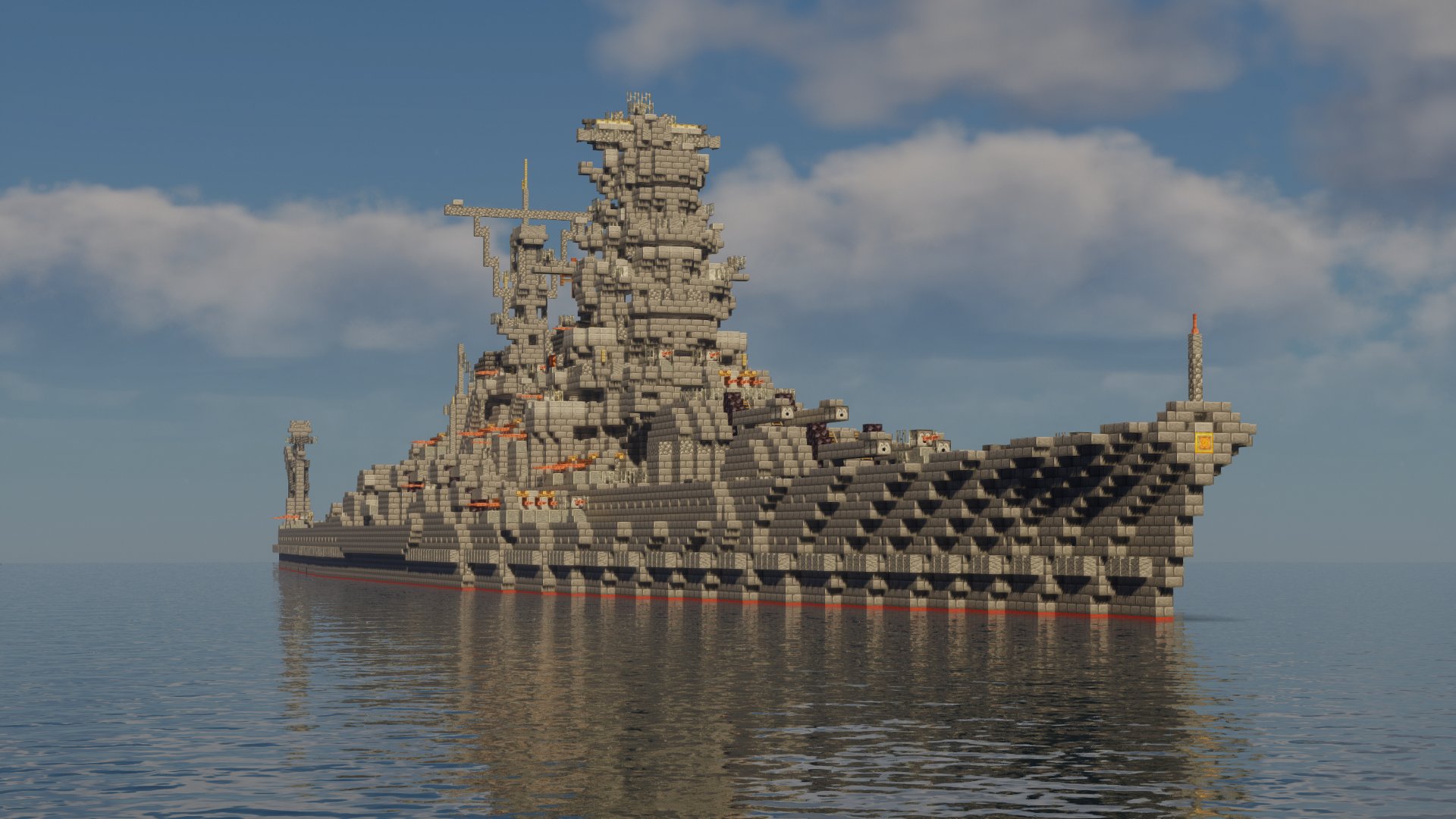 つきはなぁぁぁぁ 満充電 常陸型戦艦 旧型戦艦の代替として建造された高速戦艦 主砲に新型の41cm連装砲を4基 副砲に12 7 両用砲を片舷に5基搭載 モデルは金剛型と長門型を足して2で割った感じ Minecraft軍事部 Minecraft T Co