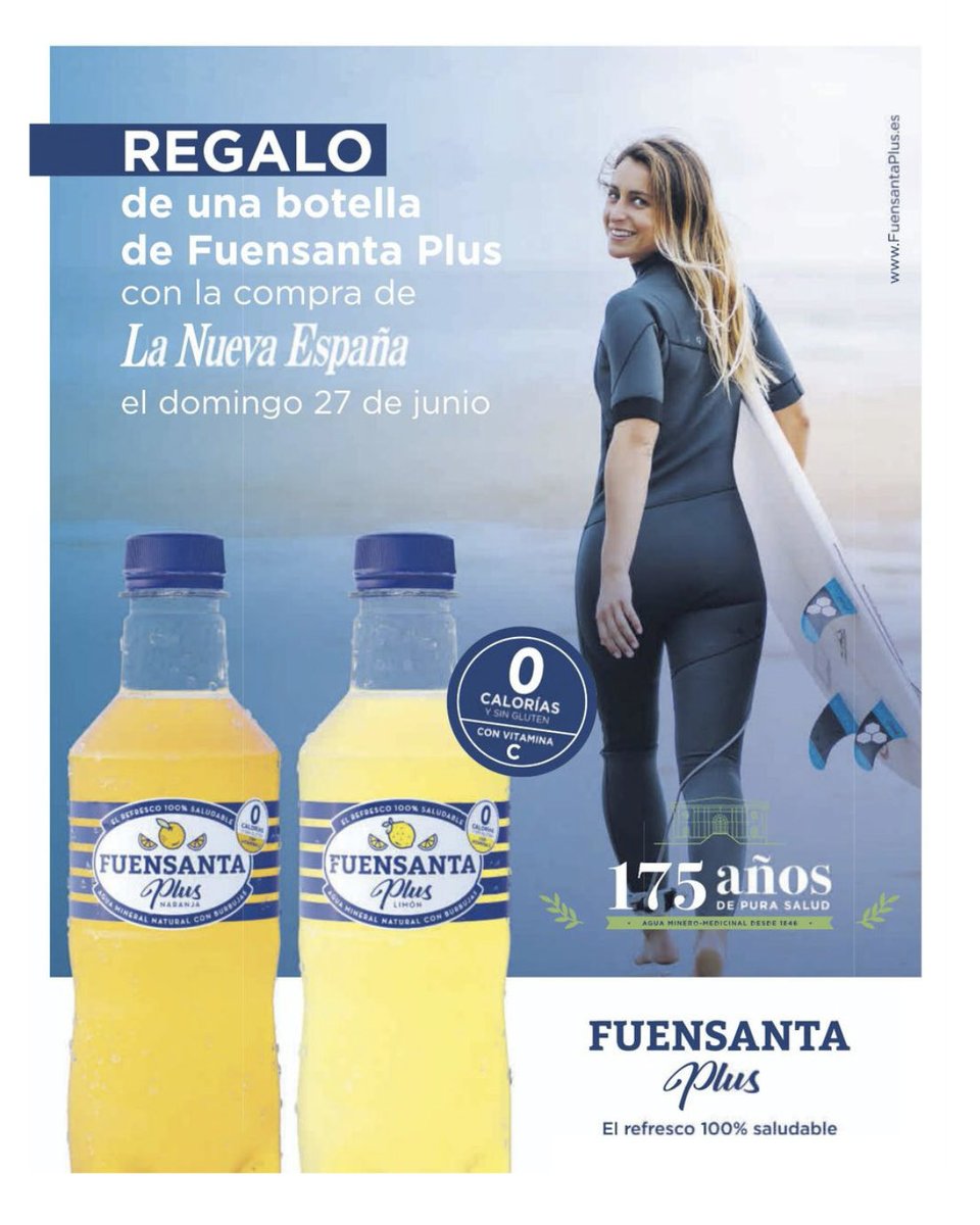 Hoy domingo, 27 de junio una botella de regalo de Fuensanta Plus, con la compra de <a href="/lanuevaespana/">La Nueva España</a> 

<a href="/AguadeFuensanta/">Agua FUENSANTA</a>