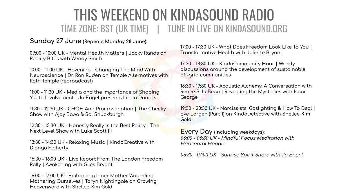 HappinessTemple's tweet photo. I’m on KindaSound Radio https://t.co/E9mNRYCG5s at 10am this morning @kathtemple with a rebroadcast of @HaveningOrg Dr Ron Ruden on #TempleAlternatives talking about why the past is always present and how to remove #PTSD #Trauma #Temple #journorequest https://t.co/6K4XBhbA60