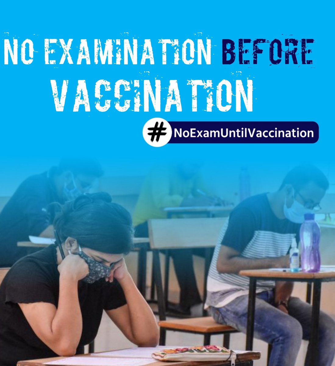 _students11's tweet photo. ◆ 25 Lakh #NEET &amp; JEE, 
◆ 2 Lakh #CLAT
◆ 2.25 Lakh CAT
◆ 3 Lakh #CA
◆ 4.5 Lakh #JEECUP
◆ 1.6 Lakh #NEETPG, 
◆ 7 Lakh GATE and other millions of students will appear in many other exams. But their demand is one - #NoExamUntilVaccination #NoExamUntilVaccination https://t.co/7VSormhkad