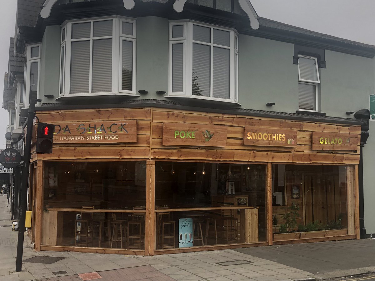 SouthEalingRoad's tweet photo. Da Shack finally reveals itself - and very smart it looks too. Hawaiian Street Food comes to South Ealing 😋 https://t.co/cOLdNzxtef