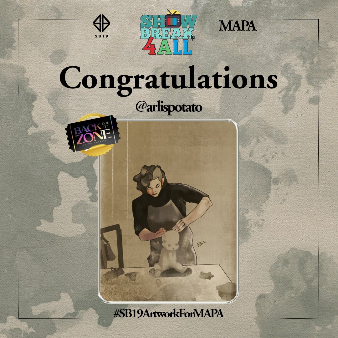 SB19Official's tweet photo. 📢 #SB19ArtworkForMAPA Contest Winners

[#SB19] Hi A'TIN! Kumusta kayo? Pasensya na at na-late ang announcement. Una sa lahat, maraming salamat sa lahat ng nagparticipate sa aming pa-artwork contest! https://t.co/iOv94Q6Prx