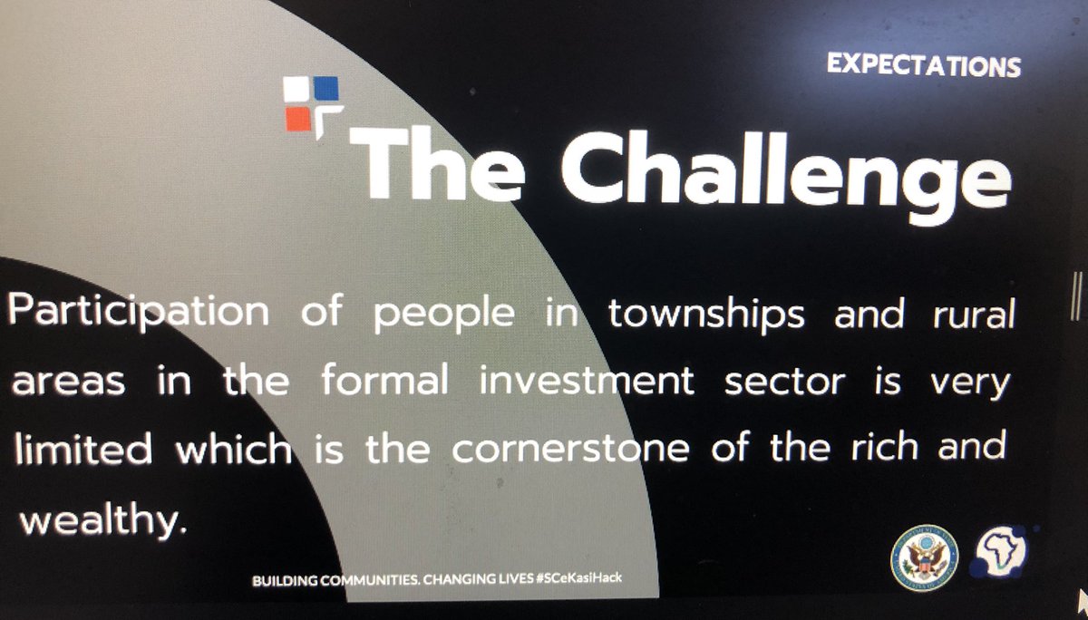 SiliconCape's tweet photo. Kasifund building an investment fund allowing people in townships and rural areas to invest without a minimum. #SCeKasiHack https://t.co/o0WNITtAjb